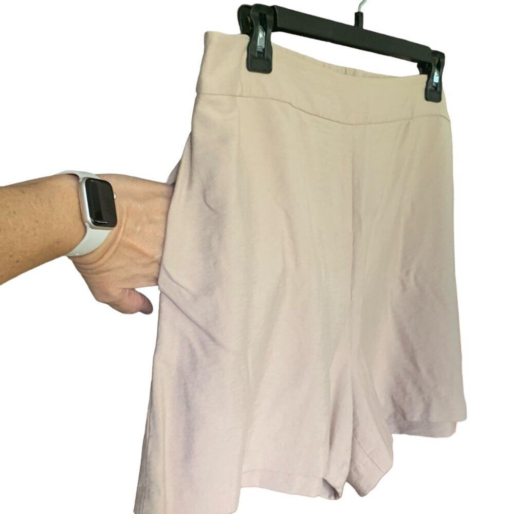 Leith Womens Shorts Cream Beige Side Zipper Wide Elastic Waist Sz L